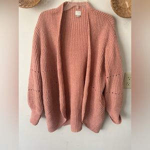 Pink cardigan, oversize sized medium